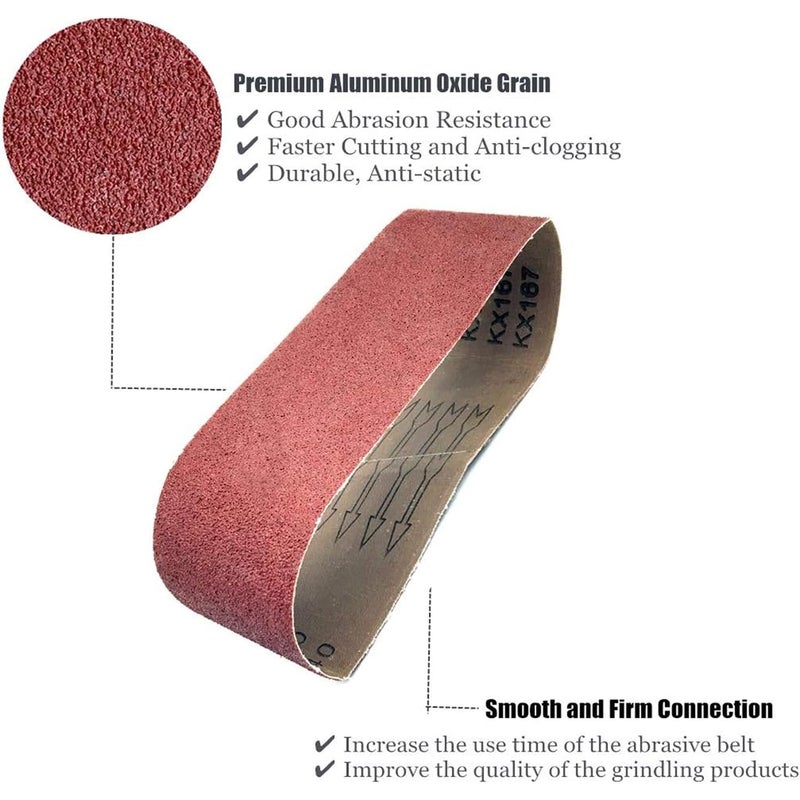 SHUTTLE GENIUS 3x18 Belt Sander Sanding Belts, 80 Grit Aluminum Oxide Sander Paper 3 x 18 Inch, 12 Pack (3x18in,80 Grit) - Image 3
